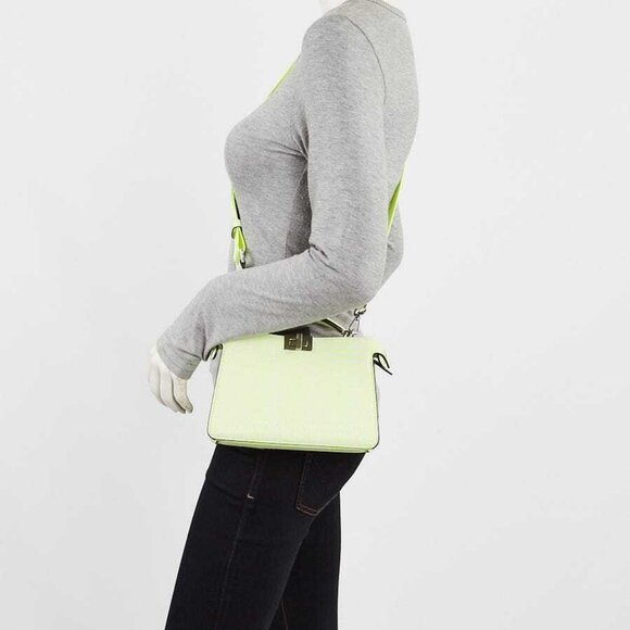Fendi x Marc Jacobs Neon Yellow Embossed Leather Small Peekaboo Iseeu XCross - Picture 3 of 11